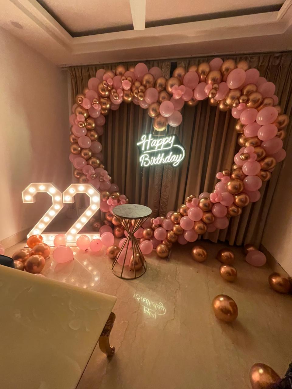 heart arch birthday decor